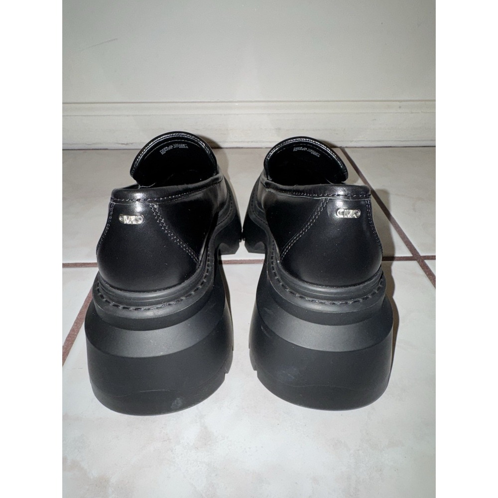 NWOB Michael Kors Black Shiloh Leather Loafers Platform Chunky Y2K Style Size 6M - Picture 12 of 15